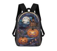sinyumoney Mochila Escolar Infantil Halloween Stained Glass Mochila Escolar Infantil De Moda Informal Mochilas De Viaje Con Estampado 3D Divertidas Y Geniales Bolsas Para Libros 17inch
