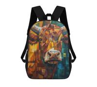 sinyumoney Mochila Escolar Infantil High Land Cow Oil Painting Mochila Escolar Infantil De Moda Informal Mochilas De Viaje Con Estampado 3D Divertidas Y Geniales Bolsas Para Libros 17inch