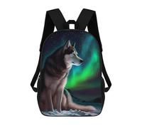 sinyumoney Mochila Escolar Infantil Husky Dog Aurora Mochila De Moda Para Adolescentes Mochila Informal Para Niño Y Niña Mochila Escolar Para Adolescentes Mochila Impresa En 3D 17inch
