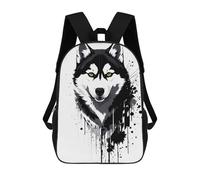 sinyumoney Mochila Escolar Infantil Husky Dog Splash Art Mochila Escolar Infantil De Moda Informal Mochilas De Viaje Con Estampado 3D Divertidas Y Geniales Bolsas Para Libros 17inch