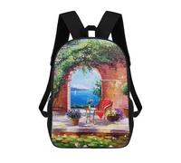 sinyumoney Mochila Escolar Infantil Impresa En 3D A Cozy Courtyard Mochila Mochilas Deportivas Para Niños Y Niñas Mochila De Moda 17inch