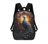 sinyumoney Mochila Escolar Infantil Impresa En 3D A Peacock in Moonlight Mochilas Para Libros Mochilas Escolares De Viaje De Alta Capacidad Para Niños/estudiantes/adultos 17inch