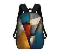 sinyumoney Mochila Escolar Infantil Impresa En 3D Abstract Angular Structure - Blue, Gold & Red Geometry Para Niños, Mochila De Viaje De Alta Capacidad, Mochila Informal Para Niños 17inch