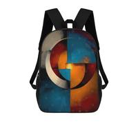 sinyumoney Mochila Escolar Infantil Impresa En 3D Abstract Circular Balance - Blue, Orange & Ivory Geometry Mochila Mochilas Deportivas Para Niños Y Niñas Mochila De Moda 17inch