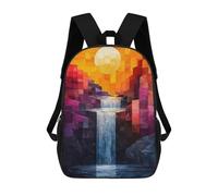sinyumoney Mochila Escolar Infantil Impresa En 3D Abstract Waterfall Landscape with Geometric Style Mochila Mochilas Deportivas Para Niños Y Niñas Mochila De Moda 17inch