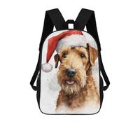 sinyumoney Mochila Escolar Infantil Impresa En 3D Airedale Terrier Santa Hat Mochila Mochilas Deportivas Para Niños Y Niñas Mochila De Moda 17inch