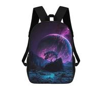 sinyumoney Mochila Escolar Infantil Impresa En 3D Alien Planet with Giant Moon Mochilas Para Libros Mochilas De Viaje Informales Mochila De Gran Capacidad Para Niños 17inch