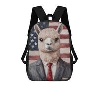sinyumoney Mochila Escolar Infantil Impresa En 3D Alpaca in Suit with American Flag-2 17inch Para Niños, Mochila De Viaje De Alta Capacidad, Mochila Escolar De Moda Para Niños
