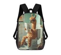 sinyumoney Mochila Escolar Infantil Impresa En 3D Alpaca Sitting on Toilet Para Niños, Mochila De Viaje De Alta Capacidad, Mochila Informal Para Niños 17inch