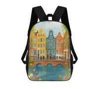 sinyumoney Mochila Escolar Infantil Impresa En 3D Amsterdam Canal Houses And Bicycles Mochilas De Moda Informales Mochilas Infantiles Mochila Informal Para Exteriores Bolsas De Viaje Bonitas 17inch