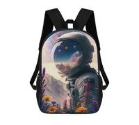 sinyumoney Mochila Escolar Infantil Impresa En 3D Astronaut And Flowers Wind Mochilas Para Libros Mochilas Escolares De Viaje De Alta Capacidad Para Niños/estudiantes/adultos 17inch