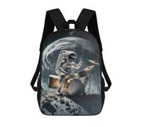 sinyumoney Mochila Escolar Infantil Impresa En 3D Astronaut Drummer on The Moon Mochilas Para Libros Mochilas Escolares De Viaje De Alta Capacidad Para Niños/estudiantes/adultos 17inch