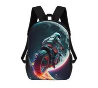 sinyumoney Mochila Escolar Infantil Impresa En 3D Astronaut Motorcycle Moon Mochilas Para Libros Mochilas Escolares De Viaje De Alta Capacidad Para Niños/estudiantes/adultos 17inch