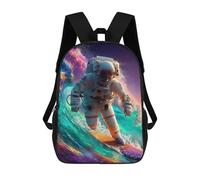 sinyumoney Mochila Escolar Infantil Impresa En 3D Astronaut Surfing Cosmic Wave 17inch Para Niños, Mochila De Viaje De Alta Capacidad, Mochila Escolar De Moda Para Niños