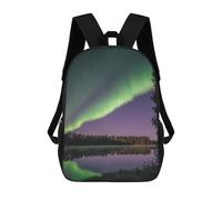 sinyumoney Mochila Escolar Infantil Impresa En 3D Aurora Borealis Reflection Para Niños, Mochila De Viaje De Alta Capacidad, Mochila Informal Para Niños 17inch