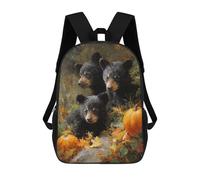 sinyumoney Mochila Escolar Infantil Impresa En 3D Autumn Bear Cubs with Pumpkins 17inch Para Niños, Mochila De Viaje De Alta Capacidad, Mochila Escolar De Moda Para Niños