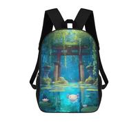 sinyumoney Mochila Escolar Infantil Impresa En 3D Axolotl in A Japanese Garden Pond Mochilas Para Libros Mochilas De Viaje Informales Mochila De Gran Capacidad Para Niños 17inch