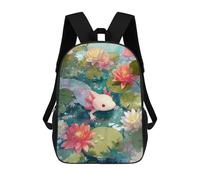 sinyumoney Mochila Escolar Infantil Impresa En 3D Axolotl in A Lily Pond Mochila Mochilas Deportivas Para Niños Y Niñas Mochila De Moda 17inch