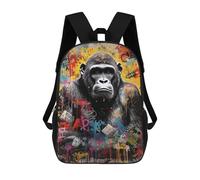sinyumoney Mochila Escolar Infantil Impresa En 3D Banksy Style Gorilla Art Mochilas Para Libros Mochilas De Viaje Informales Mochila De Gran Capacidad Para Niños 17inch