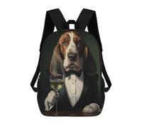 sinyumoney Mochila Escolar Infantil Impresa En 3D Basset Hound in Tuxedo Mochila Escolar Infantil Mochilas De Viaje Mochilas De Moda Mochilas De Gran Capacidad 17inch
