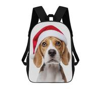 sinyumoney Mochila Escolar Infantil Impresa En 3D Beagle Puppy with Santa Hat Portrait Mochila Mochilas Deportivas Para Niños Y Niñas Mochila De Moda 17inch