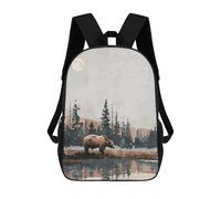 sinyumoney Mochila Escolar Infantil Impresa En 3D Bear by The Lake Mochila Escolar Infantil Mochilas De Viaje Mochilas De Moda Mochilas De Gran Capacidad 17inch