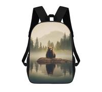 sinyumoney Mochila Escolar Infantil Impresa En 3D Bear on A Lake in The Fog Mochilas Para Libros Mochilas Escolares De Viaje De Alta Capacidad Para Niños/estudiantes/adultos 17inch