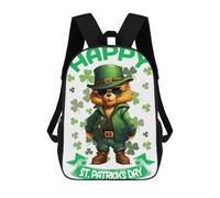 sinyumoney Mochila Escolar Infantil Impresa En 3D Bear Saint Patricks Day Mochila Mochilas Deportivas Para Niños Y Niñas Mochila De Moda 17inch