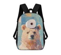 sinyumoney Mochila Escolar Infantil Impresa En 3D Bear with Toilet Paper Mochila Mochilas Deportivas Para Niños Y Niñas Mochila De Moda 17inch