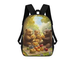 sinyumoney Mochila Escolar Infantil Impresa En 3D Bears Picnic Mochila Mochilas Deportivas Para Niños Y Niñas Mochila De Moda 17inch