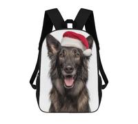 sinyumoney Mochila Escolar Infantil Impresa En 3D Belgian Sheepdog with Santa Hat Portrait Mochila Mochilas Deportivas Para Niños Y Niñas Mochila De Moda 17inch
