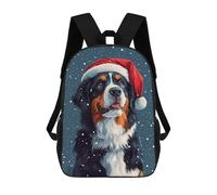 sinyumoney Mochila Escolar Infantil Impresa En 3D Bernese Mountain Dog in Santa Hat Christmas Dog Wall Art Mochila Mochilas Deportivas Para Niños Y Niñas Mochila De Moda 17inch