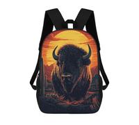 sinyumoney Mochila Escolar Infantil Impresa En 3D Bison in Desert Sunset Mochila Mochilas Deportivas Para Niños Y Niñas Mochila De Moda 17inch