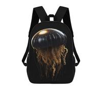 sinyumoney Mochila Escolar Infantil Impresa En 3D Black And Gold Jellyfish 17inch Para Niños, Mochila De Viaje De Alta Capacidad, Mochila Escolar De Moda Para Niños