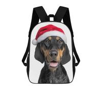 sinyumoney Mochila Escolar Infantil Impresa En 3D Black And Tan Coonhound Dog with Santa Hat Mochilas Para Libros Mochilas Escolares De Viaje De Alta Capacidad Para Niños/estudiantes/adultos 17inch