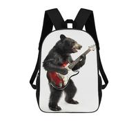 sinyumoney Mochila Escolar Infantil Impresa En 3D Black Bear Guitar Mochilas Para Libros Mochilas Escolares De Viaje De Alta Capacidad Para Niños/estudiantes/adultos 17inch
