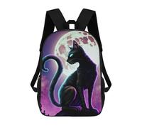 sinyumoney Mochila Escolar Infantil Impresa En 3D Black Cat And Moon Mochila De Viaje De Alta Capacidad Para Libros Mochilas De Moda Para Niños Mochila Escolar Informal 17inch