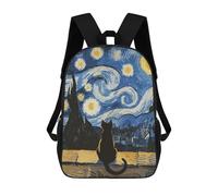 sinyumoney Mochila Escolar Infantil Impresa En 3D Black Cat And Starry Night Mochila Mochilas Deportivas Para Niños Y Niñas Mochila De Moda 17inch