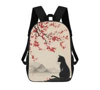sinyumoney Mochila Escolar Infantil Impresa En 3D Black Cat And The Cherry Blossom Tree Mochila De Viaje De Alta Capacidad Para Libros Mochilas De Moda Para Niños Mochila Escolar Informal 17inch
