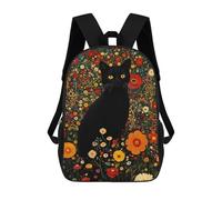 sinyumoney Mochila Escolar Infantil Impresa En 3D Black Cat in Flower Field Mochilas Para Libros Mochilas De Viaje Informales Mochila De Gran Capacidad Para Niños 17inch