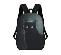 sinyumoney Mochila Escolar Infantil Impresa En 3D Black Cat Portrait Mochila De Viaje De Alta Capacidad Para Libros Mochilas De Moda Para Niños Mochila Escolar Informal 17inch