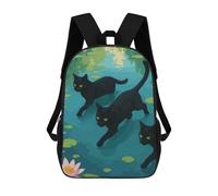 sinyumoney Mochila Escolar Infantil Impresa En 3D Black Cats in Lily Pond Illustration Mochila Mochilas Deportivas Para Niños Y Niñas Mochila De Moda 17inch