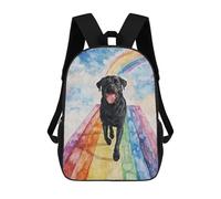 sinyumoney Mochila Escolar Infantil Impresa En 3D Black Lab Rainbow Bridge Para Niños, Mochila De Viaje De Alta Capacidad, Mochila Informal Para Niños 17inch