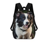 sinyumoney Mochila Escolar Infantil Impresa En 3D Black & White Border Collie 17inch Para Niños, Mochila De Viaje De Alta Capacidad, Mochila Escolar De Moda Para Niños