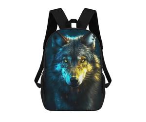 sinyumoney Mochila Escolar Infantil Impresa En 3D Black Wolf in Neon Light Mochilas Para Libros Mochilas De Viaje Informales Mochila De Gran Capacidad Para Niños 17inch