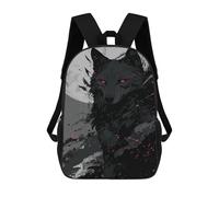 sinyumoney Mochila Escolar Infantil Impresa En 3D Black Wolf Moonlit Night 17inch Para Niños, Mochila De Viaje De Alta Capacidad, Mochila Escolar De Moda Para Niños