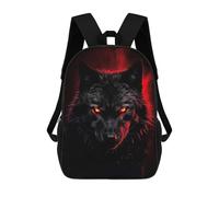 sinyumoney Mochila Escolar Infantil Impresa En 3D Black Wolf with Red Eyes 17inch Para Niños, Mochila De Viaje De Alta Capacidad, Mochila Escolar De Moda Para Niños
