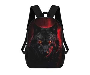 sinyumoney Mochila Escolar Infantil Impresa En 3D Black Wolf with Red Eyes 17inch Para Niños, Mochila De Viaje De Alta Capacidad, Mochila Escolar De Moda Para Niños