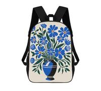 sinyumoney Mochila Escolar Infantil Impresa En 3D Blue Bouquet of Flowers 17inch Para Niños, Mochila De Viaje De Alta Capacidad, Mochila Escolar De Moda Para Niños