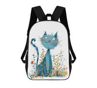 sinyumoney Mochila Escolar Infantil Impresa En 3D Blue Cat Para Niños, Mochila De Viaje De Alta Capacidad, Mochila Informal Para Niños 17inch